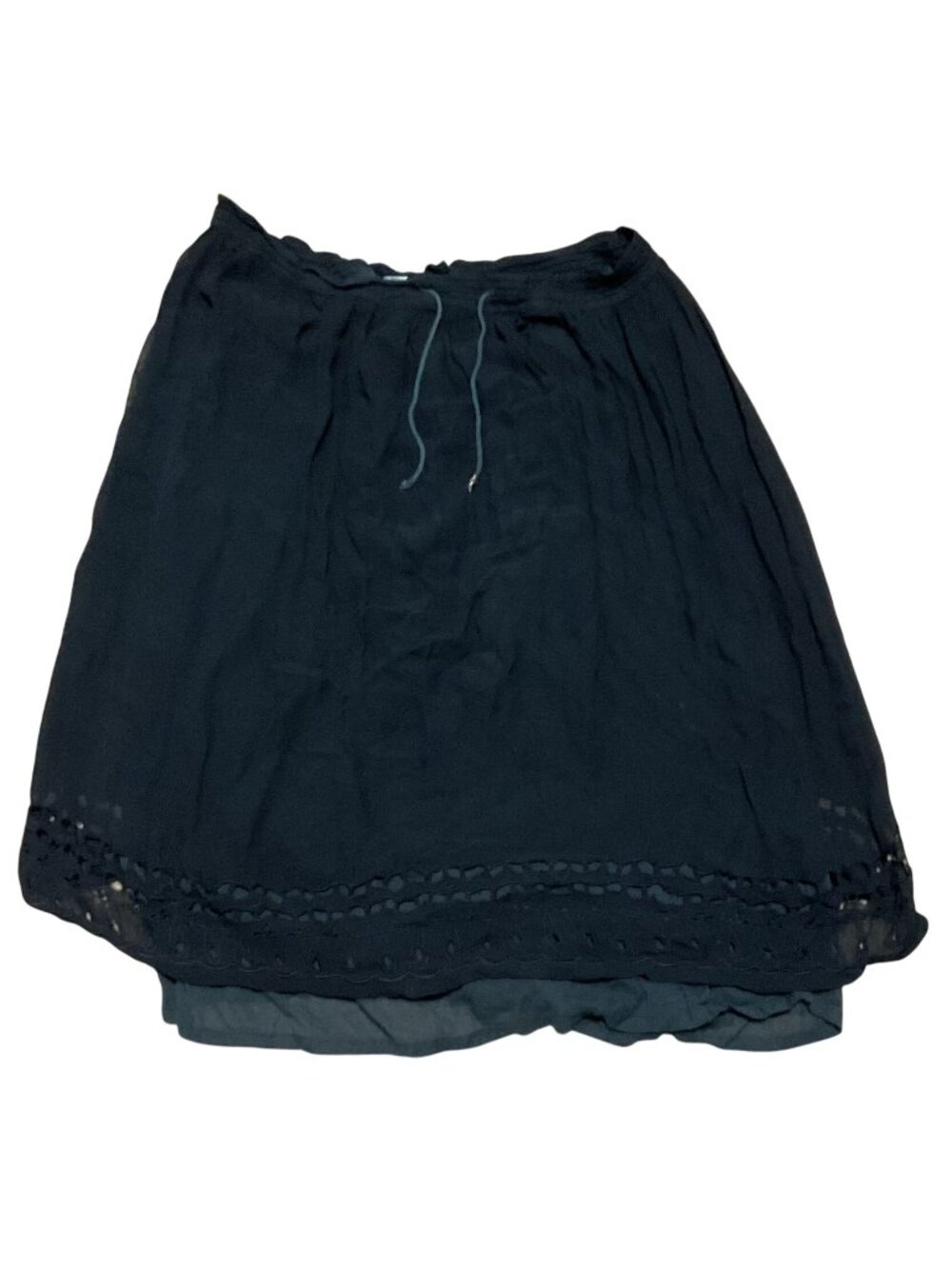 Black Indira Womens Rayon Skirt With Embroidered Hem Size M Made In India